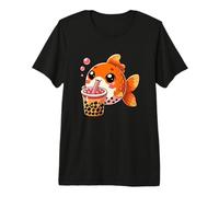 Mignon Poisson Boba Bubble Milk Tea Kawaii Femmes Filles Poisson T-Shirt Haut de Gamme