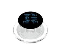 Mignon Poisson maquereau dessiné à la Main multilingue PopSockets PopGrip pour MagSafe