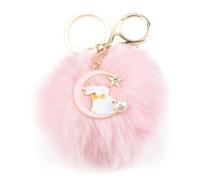 Mignon Porte Clés En Forme De Lapin Rose Avec Pompon, Super Cadeau D'anniversaire Pour Femme, Idée Cadeau Pour Jeune Fille, Porte Clés Rigolo, Porte Clés Mignon, Cadeau Pour Maman
