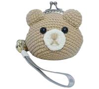 Mignon Porte-Monnaie Crochet Ours en Peluche Petit Porte-Monnaie avec Serrure Baiser pour Les Femmes Mignon et Petit Sac tricoté