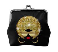 Mignon porte-monnaie femme africaine imprimé à pois avec serrure à baiser, petite pochette vintage pour homme et femme, Noir , Taille unique, Pochette à monnaie