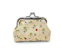 Mignon porte-monnaie vintage avec fermoir baiser, petite pochette portefeuille à boucle, pochette de maquillage à bouton-pression, blanc, Simple et facile