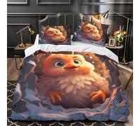 Mignon poussin qui jette un coup d'œil Parure de Lit Imprimé en 3D Microfibre résistante Léger dessin animé fantaisiste Housse de Couette Fermeture Éclair Super Douce for Femmes Single（140x200cm）
