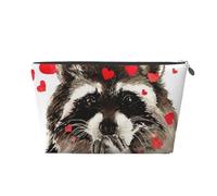 Mignon Raton Laveur Aquarelle soufflant des Baisers et des Coeurs, Trousse de Toilette Trousse de Maquillage Sac à cosmétiques Trousse de Toilette de Voyage Portable