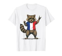 Mignon Raton Laveur Drapeau France Voyage Nature Faune Style T-Shirt