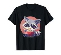Mignon raton laveur mangeant des nouilles ramen mangeant des nouilles japonaises T-Shirt