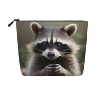 Mignon Raton laveur Multi Fonctionnel Trousse de Maquillage Simple Couche Lin Sac de Rangement Cosmétique Mode et Pratique, Noir , Taille unique
