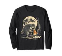 Mignon Raton Laveur Pizza Nuit Amateurs de collations sous la Pleine Lune Magique Manche Longue