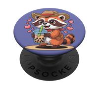 Mignon ratonon cowboy boba thé kawaii animal graphique PopSockets PopGrip Adhésif