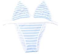 Mignon Rayé Tie Front Bikini Set Japonais Doux Lingerie Cosplay Maillots de Bain, bleu, Taille unique