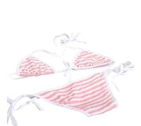 Mignon Rayé Tie Front Bikini Set Japonais Doux Lingerie Cosplay Maillots de Bain, rose, Taille unique