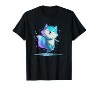 Mignon Renard Bleu Dansant Style Dessin animé Kawaii T-Shirt