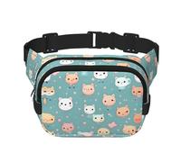 Mignon Renard Carré Double Couche Sac Banane avec Sangle Réglable pour Activités de Plein Air Noir Taille Unique, Noir , Taille unique