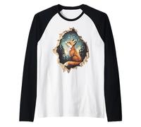 Mignon Renard Forêt Animaux Étoiles Manche Raglan