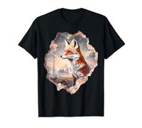 Mignon Renard Forêt Animaux Étoiles T-Shirt