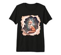 Mignon Renard Forêt Animaux Étoiles T-Shirt Haut de Gamme