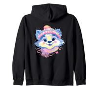 Mignon Renard Hiver Portrait Coloré Woodland Graphique Sourire Sweat à Capuche