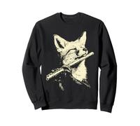 Mignon Renard Jouant de la flûte drôle Animal de la forêt Musicien flûtiste Sweatshirt