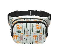 Mignon Renard Ours Oiseau Arbre Carré Double Couche Ceinture Sac Mini Réglable Ceinture Sac Exercice Course Voyage Randonnée, noir, One Size