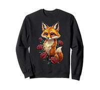 Mignon Renard Roses Animaux de la forêt Renard Rouge Fleurs Sweatshirt