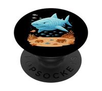 Mignon Requin sous-Marin scène océan Art Corail PopSockets PopGrip Adhésif