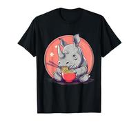 Mignon rhinocéros Mangeant des Nouilles de Ramen rhinocéros Bol de Ramen Art Animal T-Shirt