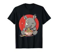 Mignon rhinocéros Mangeant des Ramen Kawaii rhinocéros Bol Ramen Art Animal T-Shirt