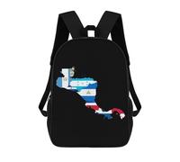Mignon Sac À Dos d'affaires Carte des Drapeaux De L'Amérique Centrale Cartable Scolaire Imperméable Sacs D'École Loisir pour Randonnée, Bureau, Trekking, 42X32X14Cm