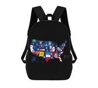 Mignon Sacs À Dos Carte des Drapeaux des États Et Territoires Américains Cartable Scolaire Utilisation Quotidienne Sacs D'École Loisir pour Scolaires, Voyage, Voyage, 42X32X14Cm