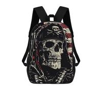 Mignon Sacs À Dos Crâne De Pirate Drapeau Américain Sac À Dos d'affaires Grande Capacité Sacs D'École Loisir pour Scolaires, Bureau, Voyage, 42X32X14Cm