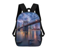 Mignon Sacs À Dos New York, Pont De Brooklyn, Manhattan Sacs D'École Loisir Imprimé Cartable Scolaire pour Trekking, Randonnée, Bureau, 42X32X14Cm