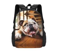 Mignon Sacs D'École Loisir Imprimé Drôle De Bouledogue Anglais Sac À Dos d'affaires Utilisation Quotidienne Sac À Dos De Voyage pour Bureau, Randonnée, Trekking, 42X32X14Cm