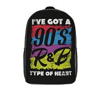 Mignon Sacs D'École Loisir Musique R&B Vintage des Années 90 Daypack Multicolore Sac À Dos Scolaire pour Trekking, Voyage, Loisir, 42X32X14Cm