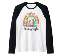 Mignon Sainte Nuit Chrétienne Foi Jésus Naissance Famille Noël Manche Raglan