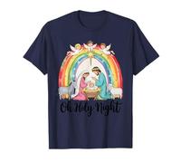 Mignon Sainte Nuit Chrétienne Foi Jésus Naissance Famille Noël T-Shirt
