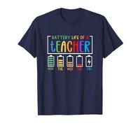 Mignon Semaine Scolaire Humour Batterie épuisée Autonomie d'un Enseignant T-Shirt