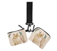 Mignon Shaggy Chiot maltais regardant vers l'avant Double porte-monnaie Carte de crédit Blanc