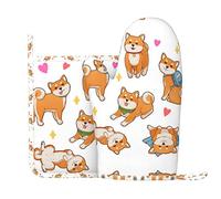 Mignon Shiba Inu Chien Manique Mitaines et Maniques Ensembles Imprimer Cuisine Micro-ondes Four Gants pour éviter les brûlures