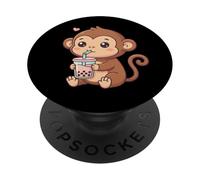 Mignon Singe Bubble Tea Kawaii Anime singes Amoureux Filles PopSockets PopGrip Adhésif