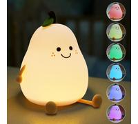 Mignon Sourire Poire Silicone Veilleuse Avec 7 Couleurs Lumière Led Veilleuse Enfant Rechargeable Avec De Usb Charge Mini Lampe De Table Lampe De Chevet Pour Cadeaux De Noël, Décoration De Chambre