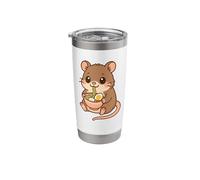 Mignon souris mangeant ramen dessin animé animal amateur de nourriture Gobelet isotherme en acier inoxydable double paroi
