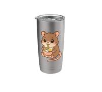 Mignon souris mangeant ramen dessin animé animal amateur de nourriture Gobelet isotherme en acier inoxydable double paroi