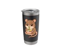 Mignon souris mangeant ramen dessin animé animal amateur de nourriture Gobelet isotherme en acier inoxydable double paroi