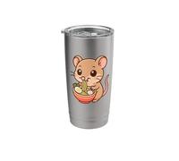 Mignon souris mangeant ramen kawaii amoureux de nourriture pour animaux Gobelet isotherme en acier inoxydable double paroi