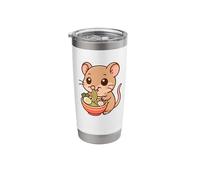 Mignon souris mangeant ramen kawaii amoureux de nourriture pour animaux Gobelet isotherme en acier inoxydable double paroi