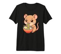 Mignon Souris Mangeant Ramen Kawaii Amoureux de Nourriture pour Animaux T-Shirt Haut de Gamme
