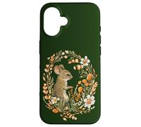 Mignon Souris Sauvage Couronne de Fleurs Cottagecore Woodland Animal Art Coque pour iPhone 16
