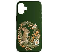 Mignon Souris Sauvage Couronne de Fleurs Cottagecore Woodland Animal Art Coque pour iPhone 16 Plus