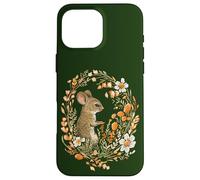 Mignon Souris Sauvage Couronne de Fleurs Cottagecore Woodland Animal Art Coque pour iPhone 16 Pro Max
