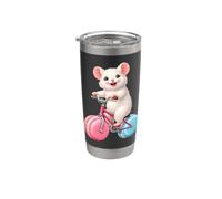 Mignon souris sur vélo avec roues macaron Gobelet isotherme en acier inoxydable double paroi